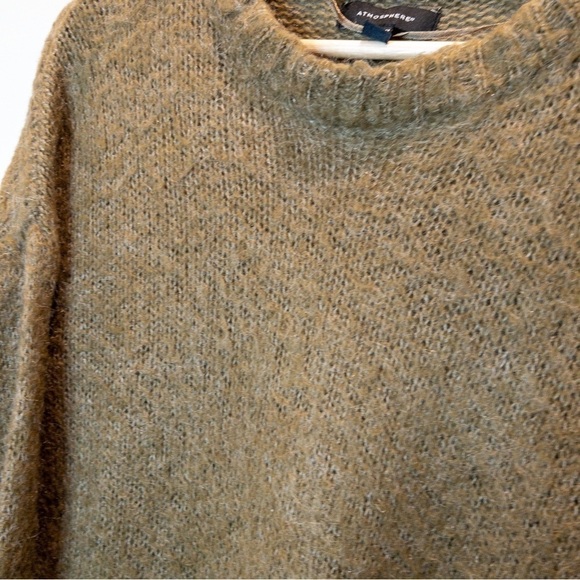 Atmosphere Womens Size 10 Crewneck Sweater Olive Green Drop Shoulder Fuzzy Knit - Picture 3 of 7